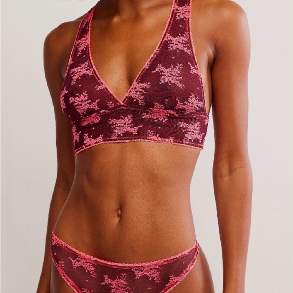 Free People ZINFANDEL Lace Bralette and Panty Set